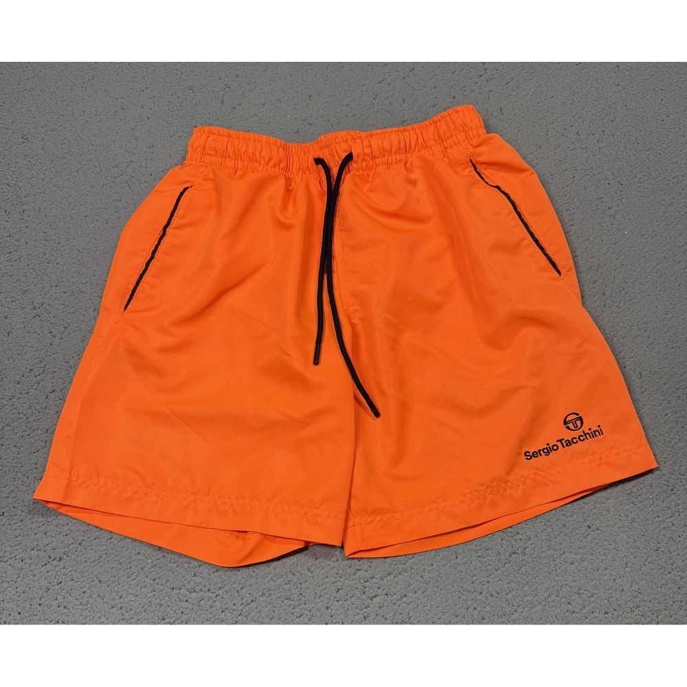 Sergio Tacchini Swim Shorts Mens Small Orange Trunks Lined Drawstring Pockets